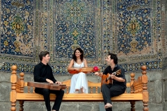 con Ana Alcaide y Bill Cooley en Samarcanda, Uzbekistán